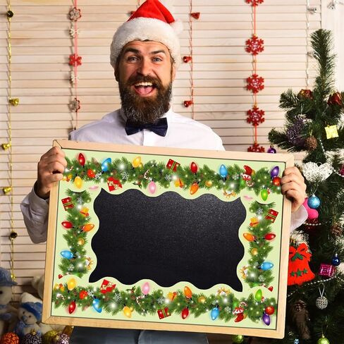 Zhanmai 24 Pcs Christmas Magnetic Bulletin Board Border 23.6 Ft Christmas Lights Magnet Decoration Border Strips Xmas Wreath Magnetic Border for Classroom Office Whiteboard Blackboard Chalkboard in Saudi Arabia