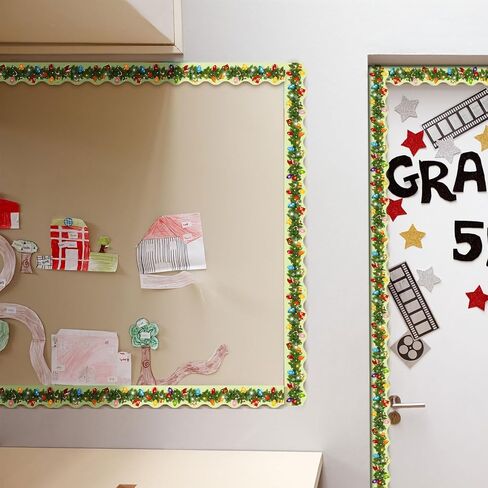 Zhanmai 24 Pcs Christmas Magnetic Bulletin Board Border 23.6 Ft Christmas Lights Magnet Decoration Border Strips Xmas Wreath Magnetic Border for Classroom Office Whiteboard Blackboard Chalkboard in Saudi Arabia