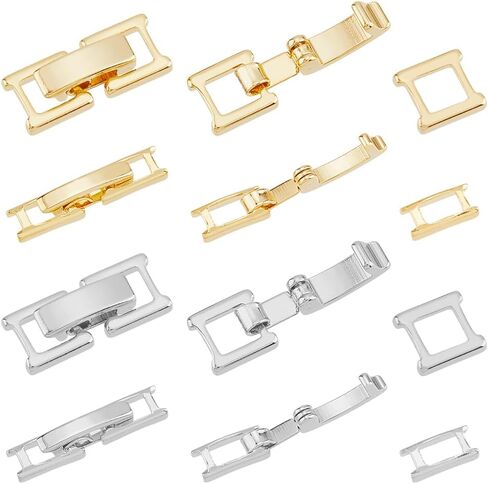 SUPERFINDINGS 16Pcs 4 Styles 15mm/16mm Real 24K Gold Fold Over Clasps Golden Brass Bracelet Necklace Jewelry Extender Foldover Extension Clasps Watch Band Clasps Closure End Caps for Jewelry Extender in Saudi Arabia