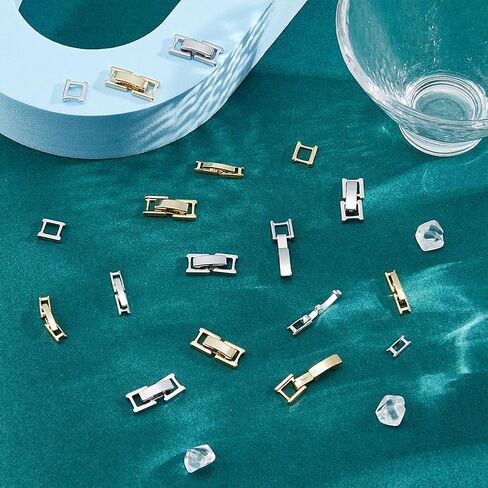SUPERFINDINGS 16Pcs 4 Styles 15mm/16mm Real 24K Gold Fold Over Clasps Golden Brass Bracelet Necklace Jewelry Extender Foldover Extension Clasps Watch Band Clasps Closure End Caps for Jewelry Extender in Saudi Arabia