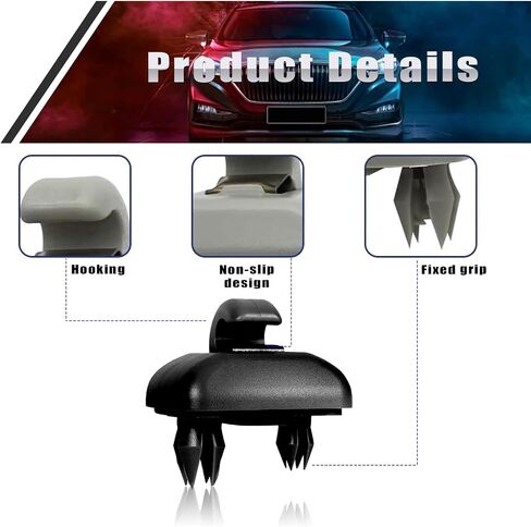 1 PC Car Sun Visor Fixing Buckle, Nylon Rust-Proof Shock-Proof Sun Visor Bracket Hook, Car Interior Sun Visor Hook Clip Base Fixation, Compatible with Audi A1 A3 A4 A6 A7 A8 Q3 Q5L (Black) in Saudi Arabia