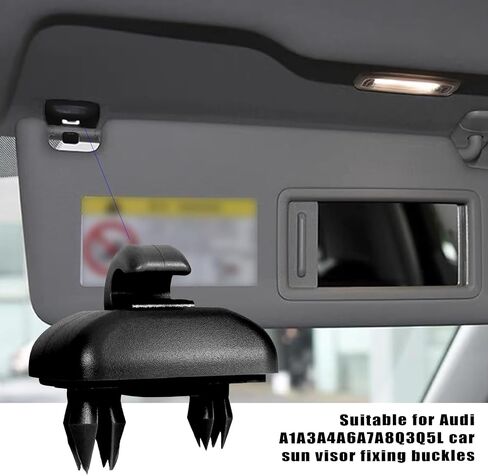 1 PC Car Sun Visor Fixing Buckle, Nylon Rust-Proof Shock-Proof Sun Visor Bracket Hook, Car Interior Sun Visor Hook Clip Base Fixation, Compatible with Audi A1 A3 A4 A6 A7 A8 Q3 Q5L (Black) in Saudi Arabia