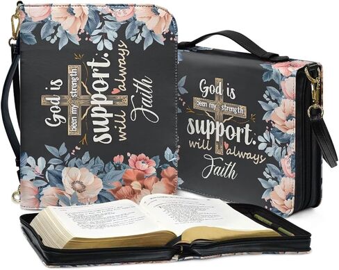Womens Bible Covers with Shoulder Straps PU Leather Bible Book Bag Water Resistent Bible Protection Sleeve in Saudi Arabia