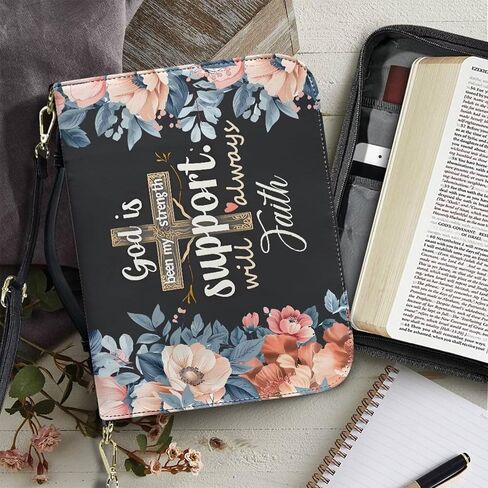 Womens Bible Covers with Shoulder Straps PU Leather Bible Book Bag Water Resistent Bible Protection Sleeve in Saudi Arabia