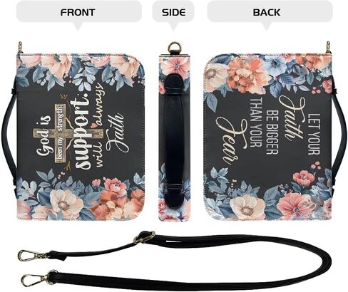 Womens Bible Covers with Shoulder Straps PU Leather Bible Book Bag Water Resistent Bible Protection Sleeve in Saudi Arabia