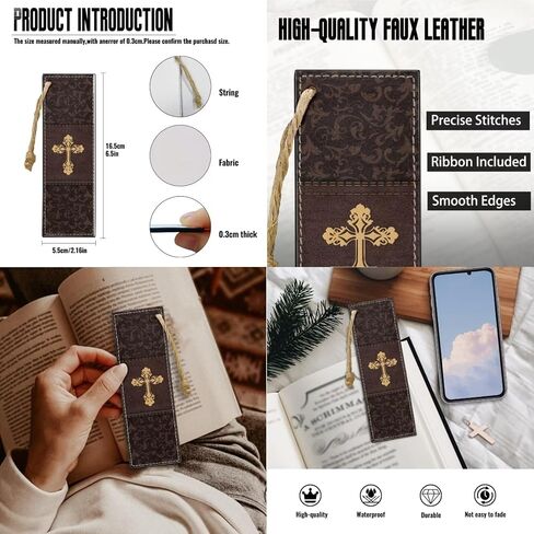 Strong Horse Cross Brown Print Faux Leather Bible Covers for Women Men Book Carrying Case with Bookmarks Zippered Bible Carrier Bag Book Protector Christian Bag, 2XL in Kuwait