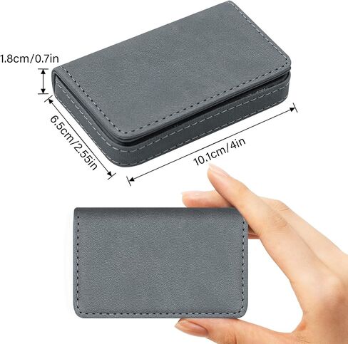 Business Card Holder, RFID Blocking PU Leather Wallet with Magnetic for Women and Men, Name ID Credit Card Case, Portable Stylish Carrier Purse for Business Social -PW Gray in Kuwait