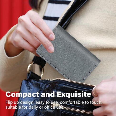 Business Card Holder, RFID Blocking PU Leather Wallet with Magnetic for Women and Men, Name ID Credit Card Case, Portable Stylish Carrier Purse for Business Social -PW Gray in Kuwait