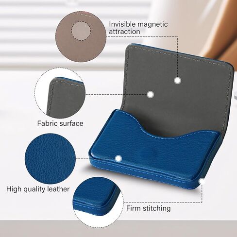 حامل بطاقات العمل، محفظة جلدية من البولي يوريثان لمنع RFID مع مغناطيس للنساء والرجال، حافظة بطاقة ائتمان لهوية الاسم، محفظة محمولة أنيقة للأعمال الاجتماعية - PW رمادي in Kuwait