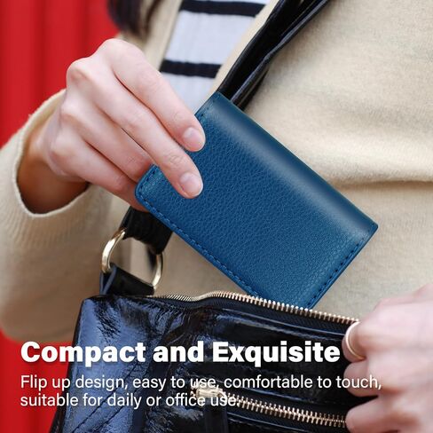 حامل بطاقات العمل، محفظة جلدية من البولي يوريثان لمنع RFID مع مغناطيس للنساء والرجال، حافظة بطاقة ائتمان لهوية الاسم، محفظة محمولة أنيقة للأعمال الاجتماعية - PW رمادي in Kuwait