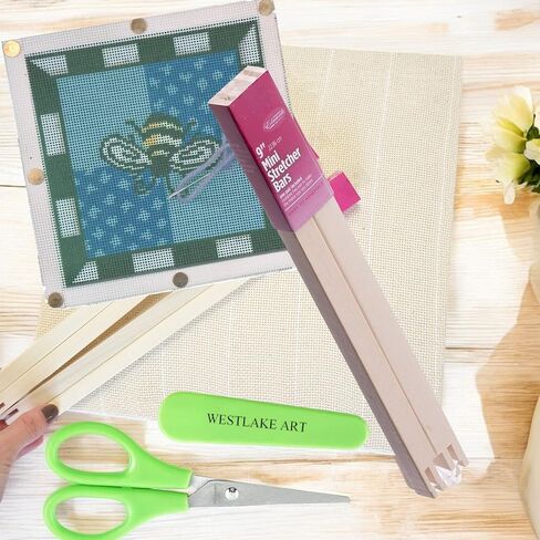 Mini Stretcher Bars 9""X0.5"" 1.1oz, Bundled With Paper Scissors, Kiln-Dried Wood, Canvas Stretcher, Easy Assembly, For Needlework & Canvas Art Projects [Pack Of 1] in Saudi Arabia