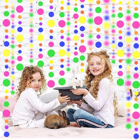 120feet UV Round Dot Paper Neon Garland Neon Streamers Neon Decorations Glow Party UV Reactive Black Light Neon Party Favors Glow in The Dark Party Supplies for Party Wedding Birthday Garlands in Saudi Arabia
