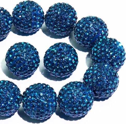 Dowarm 16MM Black Rhinestone Beads for Crafting, Round Polymer Clay Crystal Beads for Jewelry Making Bracelet Necklace Earring Beaded Pen, Fancy Shamballa Pave Disco Ball Diamond Beads, 20PCS in Kuwait