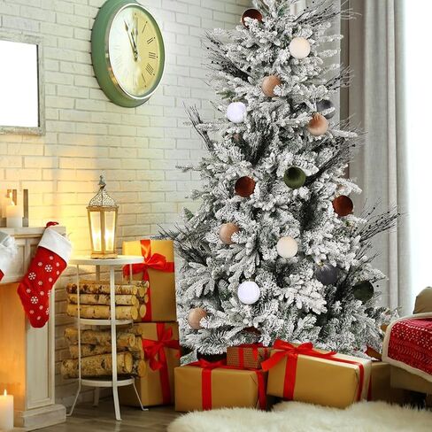 مجموعة زخارف شجرة عيد الميلاد من SUPREME XMAS مكونة من 6 قطع، مقاس 80 مم/3.15 بوصة، زخارف مخملية كبيرة لعيد الميلاد لتزيين شجرة عيد الميلاد مقاومة للكسر، وزخارف كروية متدفقة للتعليق، وحفلات العطلات، وديكور المنزل الداخلي in Kuwait