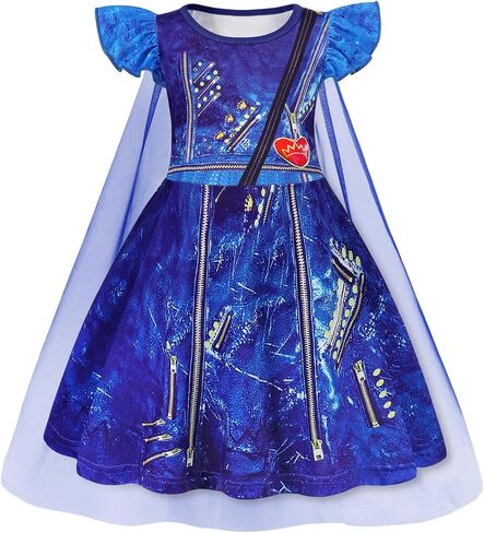 WonderBabe Princess Dress With Cape Girls Christmas Birthday Party Cosplay Costume Toddler Ruffle Sleeve Fancy Outfit Gift in Saudi Arabia
