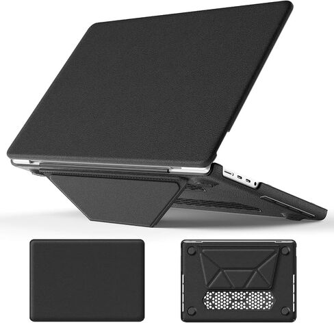 Batianda Premium PU Leather Protective Case for New MacBook Pro 14-inch 2024 M4 2023 2021 Release M3 M2 Pro Max Chip Elegant PU Leather with Foldable Stand, Full Protection with Ventilation, Pink in Saudi Arabia