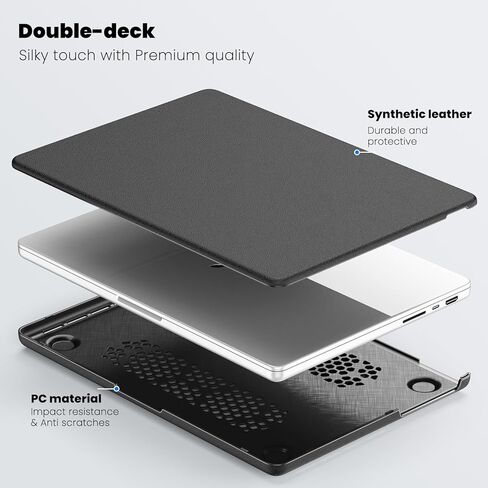 Batianda Premium PU Leather Protective Case for New MacBook Pro 14-inch 2024 M4 2023 2021 Release M3 M2 Pro Max Chip Elegant PU Leather with Foldable Stand, Full Protection with Ventilation, Pink in Saudi Arabia