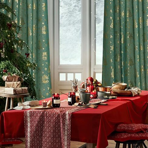 ستائر NICETOWN الشفافة لعيد الميلاد لغرفة المعيشة، ستائر خضراء بطول 84 بوصة لغرفة النوم مع ستائر نافذة بتصميم جروميت لديكور المنزل، بعرض 52 بوصة لغرفة النوم والمطبخ، لوحتين in Kuwait