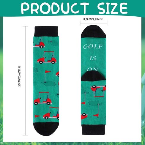 4 Pairs Cute Golf Socks Colorful Cotton Novelty Gifts for Men Funny Casual Sports Themed Crew Socks for Christmas Father's Day Birthday in Kuwait