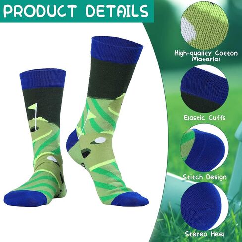 4 Pairs Cute Golf Socks Colorful Cotton Novelty Gifts for Men Funny Casual Sports Themed Crew Socks for Christmas Father's Day Birthday in Kuwait