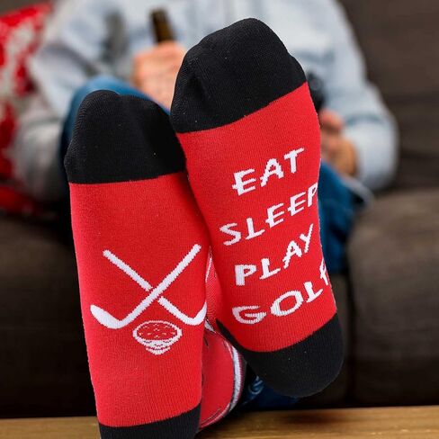4 Pairs Cute Golf Socks Colorful Cotton Novelty Gifts for Men Funny Casual Sports Themed Crew Socks for Christmas Father's Day Birthday in Kuwait