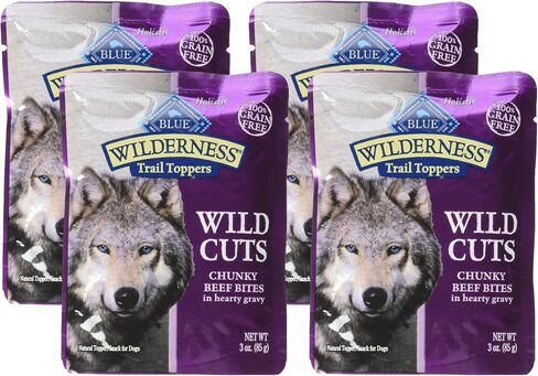 Blue Buffalo Wilderness Wild Cuts Trail Toppers Chunky Bites in Hearty Gravy - Beef - 3 Oz (Pack of 4) in Saudi Arabia