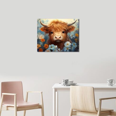 TUMOVO Highland Cow Paint by Numbers for Adults Cow Flower Adults' Paint-by-Number Kits Highland Cattle Adult Paint by Number DIY Painting by Numbers for Adults Home Wall Decor, 16 x20 Inch in Saudi Arabia