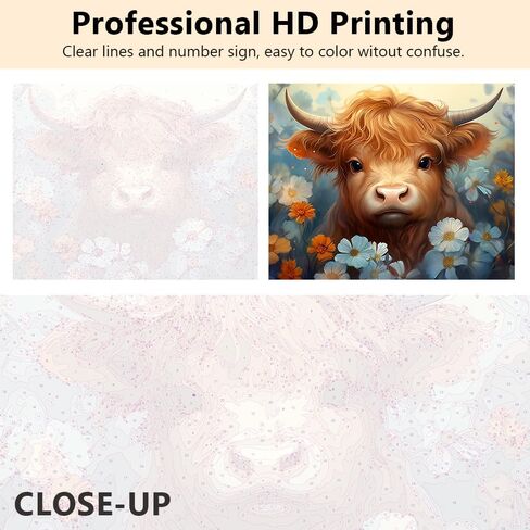 TUMOVO Highland Cow Paint by Numbers for Adults Cow Flower Adults' Paint-by-Number Kits Highland Cattle Adult Paint by Number DIY Painting by Numbers for Adults Home Wall Decor, 16 x20 Inch in Saudi Arabia
