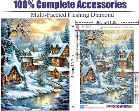 ARTMYRUI Christmas Diamond Art Kits for Adults,Christmas Winter Landscape Diamond Painting Kits Full Drill Crystal Rhinestone Gem Art Craft Kits for Home Wall Decor 12X16Inch in Saudi Arabia