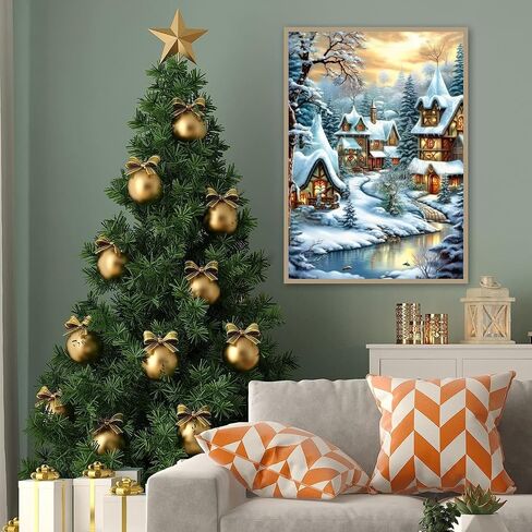 ARTMYRUI Christmas Diamond Art Kits for Adults,Christmas Winter Landscape Diamond Painting Kits Full Drill Crystal Rhinestone Gem Art Craft Kits for Home Wall Decor 12X16Inch in Saudi Arabia
