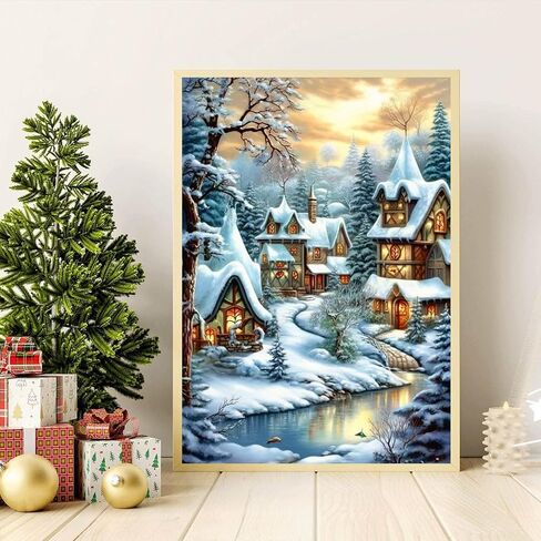 ARTMYRUI Christmas Diamond Art Kits for Adults,Christmas Winter Landscape Diamond Painting Kits Full Drill Crystal Rhinestone Gem Art Craft Kits for Home Wall Decor 12X16Inch in Saudi Arabia