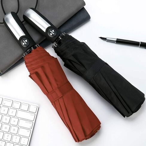 USA Folding Umbrella 10 Ribs Compact Travel Umbrella with Teflon Coating, Automatic Umbrellas Anti UV Coating Folding Umbrellas, Brown in Saudi Arabia