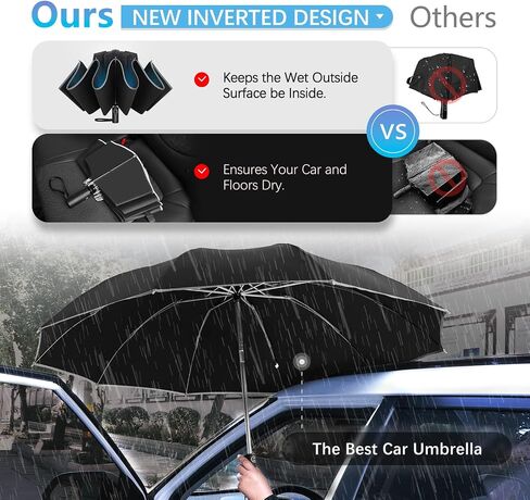 Inverted Umbrella, Durable Windproof Travel Umbrella, Compact Small Upside Down Reverse Folding Portable Umbrella, Car Backpack Purse Umbrella for Rain Men Women in Saudi Arabia