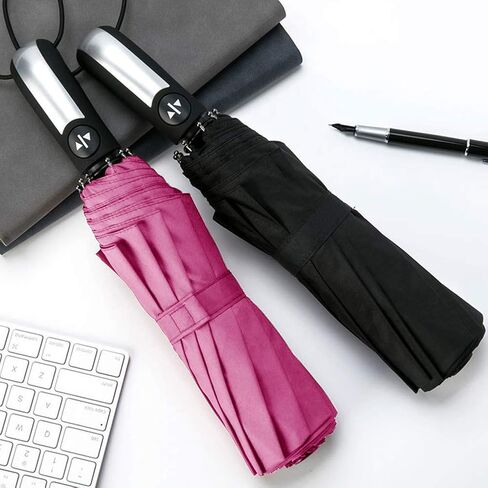 USA Folding Umbrella 10 Ribs Compact Travel Umbrella with Teflon Coating, Automatic Umbrellas Anti UV Coating Folding Umbrellas, Brown in Saudi Arabia