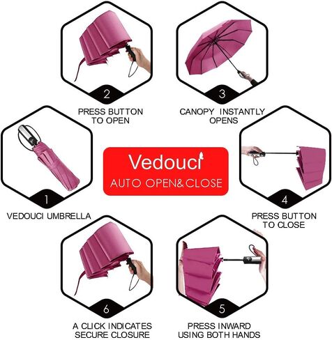 USA Folding Umbrella 10 Ribs Compact Travel Umbrella with Teflon Coating, Automatic Umbrellas Anti UV Coating Folding Umbrellas, Brown in Saudi Arabia