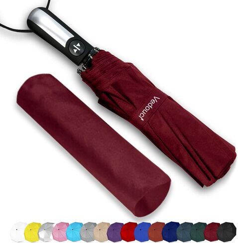 USA Folding Umbrella 10 Ribs Compact Travel Umbrella with Teflon Coating, Automatic Umbrellas Anti UV Coating Folding Umbrellas, Brown in Saudi Arabia