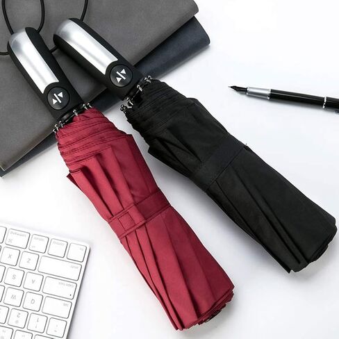USA Folding Umbrella 10 Ribs Compact Travel Umbrella with Teflon Coating, Automatic Umbrellas Anti UV Coating Folding Umbrellas, Brown in Saudi Arabia