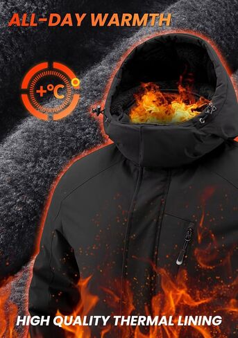 Pudolla Men's Winter Ski Snow Jacket Waterproof Warm Fleece Work Outwear Thermal Parka Raincoat with Detachable Hood in Saudi Arabia