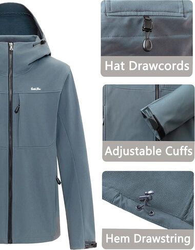 Gash Hao Mens Lightweight Softshell Waterproof Jacket Hooded Fleece Lined Warm Rain Hiking Outdoor Jacket Windbreaker in Kuwait