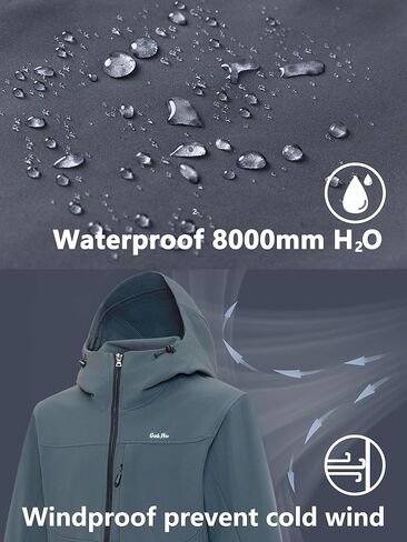 Gash Hao Mens Lightweight Softshell Waterproof Jacket Hooded Fleece Lined Warm Rain Hiking Outdoor Jacket Windbreaker in Kuwait