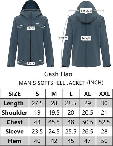 Gash Hao Mens Lightweight Softshell Waterproof Jacket Hooded Fleece Lined Warm Rain Hiking Outdoor Jacket Windbreaker in Kuwait