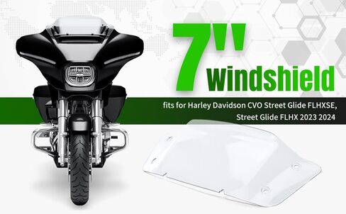 زجاج أمامي مموج مقاس 7 بوصة متوافق مع Harley CVO Street Glide FLHXSE، Street Glide FLHX 2024 لـ CVO Street Glide FLHXS 2023 (شفاف) in Saudi Arabia