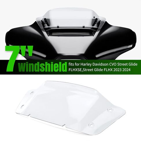 زجاج أمامي مموج مقاس 7 بوصة متوافق مع Harley CVO Street Glide FLHXSE، Street Glide FLHX 2024 لـ CVO Street Glide FLHXS 2023 (شفاف) in Saudi Arabia