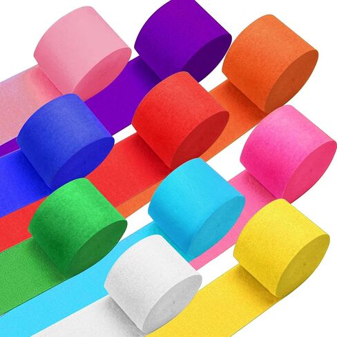 10 Rolls 820ft Crepe Paper Streamers,10 Colors Neon Streamers for Rainbow Party Birthday Decorations Streamers Wedding Ceremony Christmas Halloween Indoor Decoration in Saudi Arabia