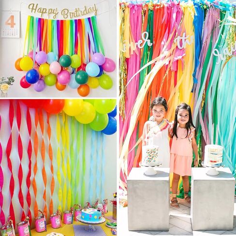 10 Rolls 820ft Crepe Paper Streamers,10 Colors Neon Streamers for Rainbow Party Birthday Decorations Streamers Wedding Ceremony Christmas Halloween Indoor Decoration in Saudi Arabia
