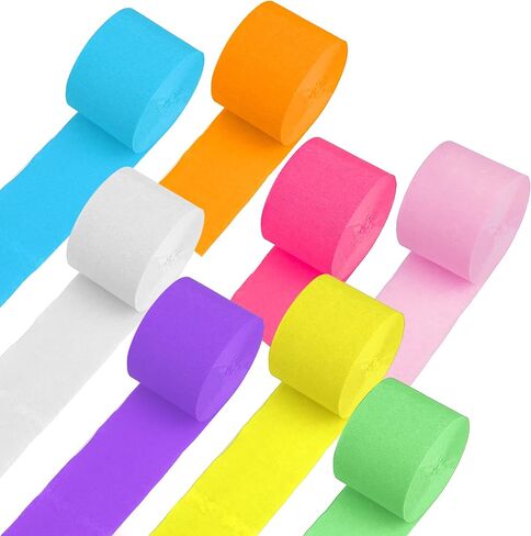 10 Rolls 820ft Crepe Paper Streamers,10 Colors Neon Streamers for Rainbow Party Birthday Decorations Streamers Wedding Ceremony Christmas Halloween Indoor Decoration in Saudi Arabia