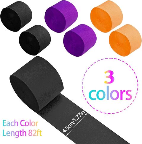 10 Rolls 820ft Crepe Paper Streamers,10 Colors Neon Streamers for Rainbow Party Birthday Decorations Streamers Wedding Ceremony Christmas Halloween Indoor Decoration in Saudi Arabia