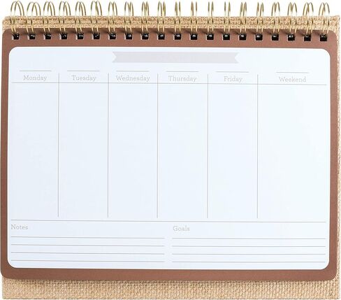 سي آر جيبسون PEC-24049 تقويم مكتبي أسبوعي غير مؤرخ للتخطيط، 52 صفحة، 10.5 بوصة عرض × 8.5 بوصة ارتفاع، منسوج باللون البني المصفر in Kuwait