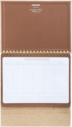 سي آر جيبسون PEC-24049 تقويم مكتبي أسبوعي غير مؤرخ للتخطيط، 52 صفحة، 10.5 بوصة عرض × 8.5 بوصة ارتفاع، منسوج باللون البني المصفر in Kuwait