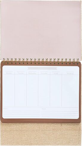 سي آر جيبسون PEC-24049 تقويم مكتبي أسبوعي غير مؤرخ للتخطيط، 52 صفحة، 10.5 بوصة عرض × 8.5 بوصة ارتفاع، منسوج باللون البني المصفر in Kuwait